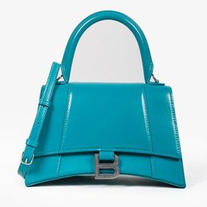 Balenciaga Hourglass Small Leather Bag in Teal